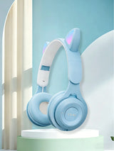 Cat Ear Headphones with Wireless Technology, Featuring RGB Lighting Effect, BT 5.0 with Low Latency, Long Battery Life, as a Gif