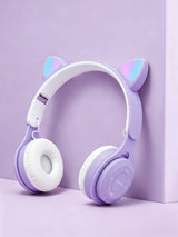 Cat Ear Headphones with Wireless Technology, Featuring RGB Lighting Effect, BT 5.0 with Low Latency, Long Battery Life, as a Gif