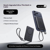 Baseus PPKPC-1027 Magnetic Wireless Power Bank 10000mAh 27W Fast Charging Built-in Cable Portable Charger Compatible with iPhone