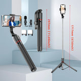 Selfie Stick Tripod with Bluetooth Remote, 6-Section Extendable Pole, 360° Rotation, Fill Light Option, for Phone Vlog