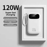 120W Super Fast Charging Power Bank New 20000mAh Large Capacity Power Bank with Cable