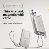 Baseus PPKPC-1027 Magnetic Wireless Power Bank 10000mAh 27W Fast Charging Built-in Cable Portable Charger Compatible with iPhone