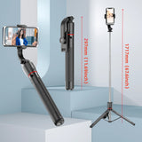 Selfie Stick Tripod with Bluetooth Remote, 6-Section Extendable Pole, 360° Rotation, Fill Light Option, for Phone Vlog