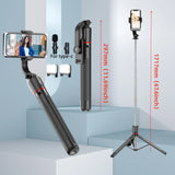 Selfie Stick Tripod with Bluetooth Remote, 6-Section Extendable Pole, 360° Rotation, Fill Light Option, for Phone Vlog