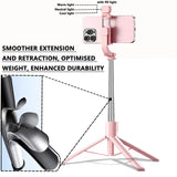 Extendable Aluminum Selfie Stick Tripod, Fill Light & Bluetooth-compatible Remote, Compatible with IPhone/Android, for Travel
