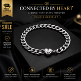 Magnetic Heart Couple Bracelets – Matching Stainless Steel Set for Him & Her