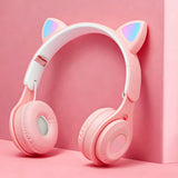 Cat Ear Headphones with Wireless Technology, Featuring RGB Lighting Effect, BT 5.0 with Low Latency, Long Battery Life, as a Gif