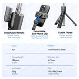 Selfie Stick Tripod with Detachable Bluetooth Remote, 360° Rotation,Extendable Pole, Fill Light Option, for iPhone Android Phone