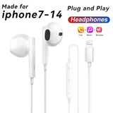 Original Wired Earphones For iPhone 15 16 14 13 12 11 Pro Max 7/8Plus X XR XS In-Ear Earbud For Lightning USB C 3.5mm Earbuds