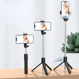 Selfie Stick Wireless Tripod Stand With Light Bluetooth Remote Extendable Portable For IPhone Mobile Phone Live Streaming Travel