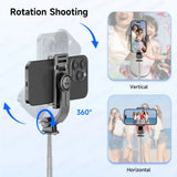 Selfie Stick Tripod with Detachable Bluetooth Remote, 360° Rotation,Extendable Pole, Fill Light Option, for iPhone Android Phone