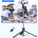 Selfie Stick Tripod with Bluetooth Remote, 6-Section Extendable Pole, 360° Rotation, Fill Light Option, for Phone Vlog