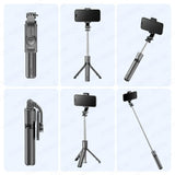 Selfie Stick Tripod with Detachable Bluetooth Remote, 360° Rotation,Extendable Pole, Fill Light Option, for iPhone Android Phone