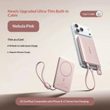 Baseus PPKPC-1027 Magnetic Wireless Power Bank 10000mAh 27W Fast Charging Built-in Cable Portable Charger Compatible with iPhone
