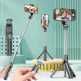 Selfie Stick Tripod with Detachable Bluetooth Remote, 360° Rotation,Extendable Pole, Fill Light Option, for iPhone Android Phone