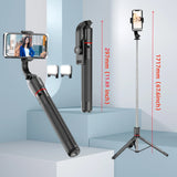 Selfie Stick Tripod with Bluetooth Remote, 6-Section Extendable Pole, 360° Rotation, Fill Light Option, for Phone Vlog