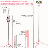 Extendable Aluminum Selfie Stick Tripod, Fill Light & Bluetooth-compatible Remote, Compatible with IPhone/Android, for Travel