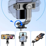 Selfie Stick Tripod with Bluetooth Remote, 6-Section Extendable Pole, 360° Rotation, Fill Light Option, for Phone Vlog
