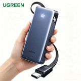 UGREEN Power Bank 20000mAh Large Capacity 145W Fast Charging Built-in Cable 3C Certified Mini Portable External Battery Charger