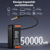 Power Bank 50000mAh 100W PD PPS Super Fast Charging Portable Spare Battery Type-C Retractable Cable Powerbank For Phone Laptop