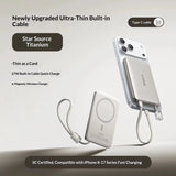 Baseus PPKPC-1027 Magnetic Wireless Power Bank 10000mAh 27W Fast Charging Built-in Cable Portable Charger Compatible with iPhone
